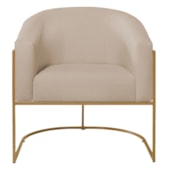 Poltrona Decorativa Jade Moderno Escritório Confortável Luxo Base de ferro Dourado Linho Bege