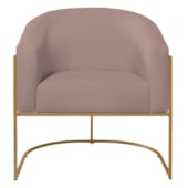 Poltrona Decorativa Jade Moderno Escritório Confortável Luxo Base de ferro Dourado Linho Rosê