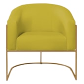 Poltrona Decorativa Jade Moderno Escritório Confortável Luxo Base de ferro Dourado Suede Amarelo