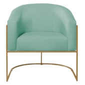 Poltrona Decorativa Jade Moderno Escritório Confortável Luxo Base de ferro Dourado Suede Azul Tiffany