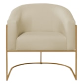 Poltrona Decorativa Jade Moderno Escritório Confortável Luxo Base de ferro Dourado Suede Bege