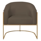 Poltrona Decorativa Jade Moderno Escritório Confortável Luxo Base de ferro Dourado Suede Marrom