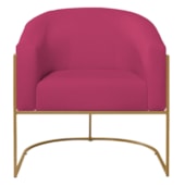 Poltrona Decorativa Jade Moderno Escritório Confortável Luxo Base de ferro Dourado Suede Pink