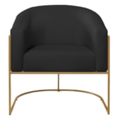 Poltrona Decorativa Jade Moderno Escritório Confortável Luxo Base de ferro Dourado Suede Preto