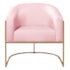 Poltrona Decorativa Jade Moderno Escritório Confortável Luxo Base de ferro Dourado Suede Rosa Bebê