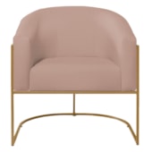 Poltrona Decorativa Jade Moderno Escritório Confortável Luxo Base de ferro Dourado Suede Rosê