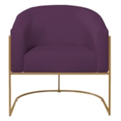 Poltrona Decorativa Jade Moderno Escritório Confortável Luxo Base de ferro Dourado Suede Roxo