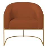 Poltrona Decorativa Jade Moderno Escritório Confortável Luxo Base de ferro Dourado Suede Terracota