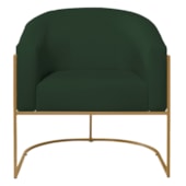 Poltrona Decorativa Jade Moderno Escritório Confortável Luxo Base de ferro Dourado Suede Verde