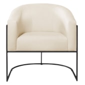 Poltrona Decorativa Jade Moderno Escritório Confortável Luxo Base de ferro Preto Bouclé Bege