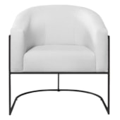 Poltrona Decorativa Jade Moderno Escritório Confortável Luxo Base de ferro Preto Bouclé Branco