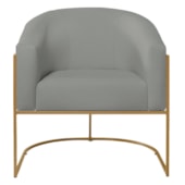 Poltrona Decorativa Jade Moderno Escritório Confortável Luxo Base de ferro Preto Linho Cinza Claro