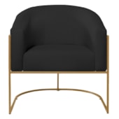 Poltrona Decorativa Jade Moderno Escritório Confortável Luxo Base de ferro Preto Linho Preto