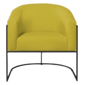 Poltrona Decorativa Jade Moderno Escritório Confortável Luxo Base de ferro Preto Suede Amarelo