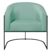 Poltrona Decorativa Jade Moderno Escritório Confortável Luxo Base de ferro Preto Suede Azul Tiffany