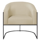 Poltrona Decorativa Jade Moderno Escritório Confortável Luxo Base de ferro Preto Suede Bege