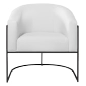 Poltrona Decorativa Jade Moderno Escritório Confortável Luxo Base de ferro Preto Suede Branco