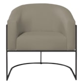 Poltrona Decorativa Jade Moderno Escritório Confortável Luxo Base de ferro Preto Suede Capuccino