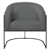 Poltrona Decorativa Jade Moderno Escritório Confortável Luxo Base de ferro Preto Suede Cinza