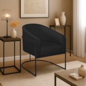 Poltrona Decorativa Jade Moderno Escritório Confortável Luxo Base de ferro Preto Suede Preto