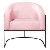 Poltrona Decorativa Jade Moderno Escritório Confortável Luxo Base de ferro Preto Suede Rosa Bebê