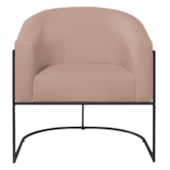 Poltrona Decorativa Jade Moderno Escritório Confortável Luxo Base de ferro Preto Suede Rosê