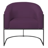 Poltrona Decorativa Jade Moderno Escritório Confortável Luxo Base de ferro Preto Suede Roxo
