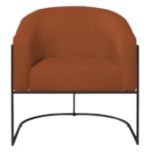 Poltrona Decorativa Jade Moderno Escritório Confortável Luxo Base de ferro Preto Suede Terracota