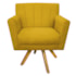 Poltrona Decorativa Laura Base Giratória de Madeira Suede Amarelo - Amarena Móveis