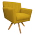 Poltrona Decorativa Laura Base Giratória de Madeira Suede Amarelo - Amarena Móveis