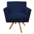 Poltrona Decorativa Laura Base Giratória de Madeira Suede Azul Marinho - Amarena Móveis