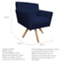 Poltrona Decorativa Laura Base Giratória de Madeira Suede Azul Marinho - Amarena Móveis