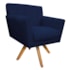Poltrona Decorativa Laura Base Giratória de Madeira Suede Azul Marinho - Amarena Móveis