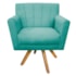 Poltrona Decorativa Laura Base Giratória de Madeira Suede Azul Tiffany - Amarena Móveis