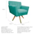 Poltrona Decorativa Laura Base Giratória de Madeira Suede Azul Tiffany - Amarena Móveis