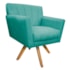 Poltrona Decorativa Laura Base Giratória de Madeira Suede Azul Tiffany - Amarena Móveis
