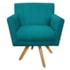 Poltrona Decorativa Laura Base Giratória de Madeira Suede Azul Turquesa - Amarena Móveis