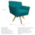 Poltrona Decorativa Laura Base Giratória de Madeira Suede Azul Turquesa - Amarena Móveis