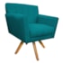 Poltrona Decorativa Laura Base Giratória de Madeira Suede Azul Turquesa - Amarena Móveis