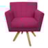 Poltrona Decorativa Laura Base Giratória de Madeira Suede Pink - Amarena Móveis