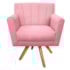 Poltrona Decorativa Laura Base Giratória de Madeira Suede Rosa Bebê - Amarena Móveis