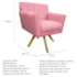 Poltrona Decorativa Laura Base Giratória de Madeira Suede Rosa Bebê - Amarena Móveis