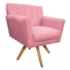 Poltrona Decorativa Laura Base Giratória de Madeira Suede Rosa Bebê - Amarena Móveis