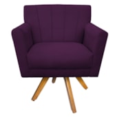 Poltrona Decorativa Laura Base Giratória de Madeira Suede Roxo - Amarena Móveis