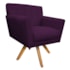 Poltrona Decorativa Laura Base Giratória de Madeira Suede Roxo - Amarena Móveis