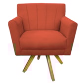 Poltrona Decorativa Laura Base Giratória de Madeira Suede Terracota - Amarena Móveis