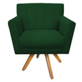 Poltrona Decorativa Laura Base Giratória de Madeira Suede Verde - Amarena Móveis