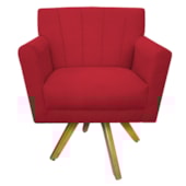Poltrona Decorativa Laura Base Giratória de Madeira Suede Vermelho - Amarena Móveis