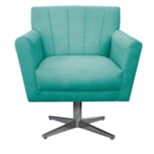 Poltrona Decorativa Laura Base Giratória de Metal Suede Azul Tiffany - Amarena Móveis