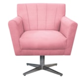 Poltrona Decorativa Laura Base Giratória de Metal Suede Rosa Bebê - Amarena Móveis